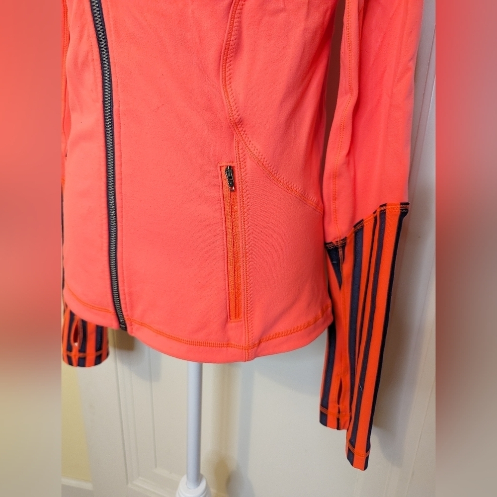 Lululemon Flare Orange Navy Inkwell Blue Stripe Jacket Full Zip. Women's 8 - Picture 4 of 8